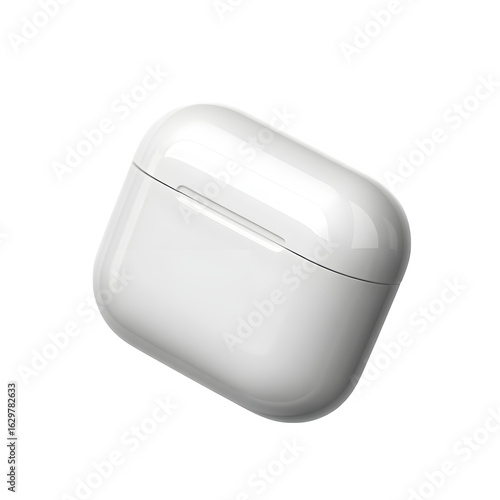 White airpods case isolated on transparent background in a studio shot