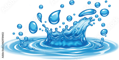 water splash isolated on white, water dropes