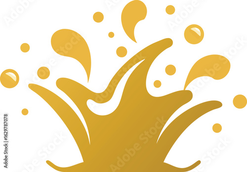 Golden Champagne Splash Vector Icon.