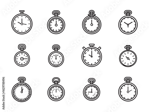 Pocket Watch line art vintage timepiece sketch drawing