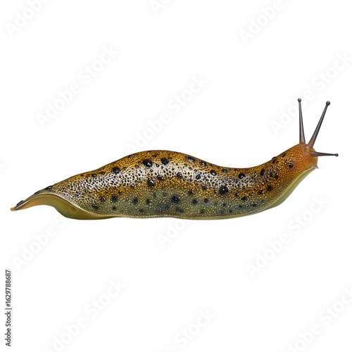 Wallpaper Mural Unique colorful slug crawling on a surface in a natural habitat showcasing its distinct patterns and texture. PNG image, transparent background Torontodigital.ca