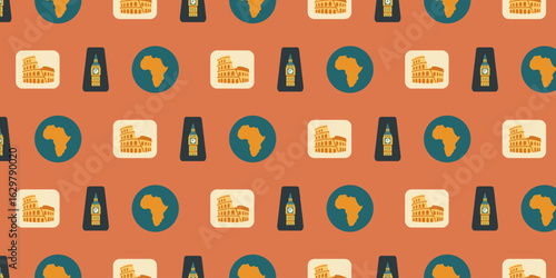 Patterns showcasing landmarks and African themes