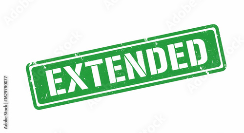 Extended green grunge stamp vector illustration on white.