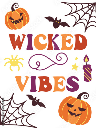 Halloween Typogoraphy,  Vibrant and spooky halloween typography design with colorful elements and a quote