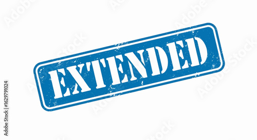 Grunge blue extended rubber stamp vector illustration.
