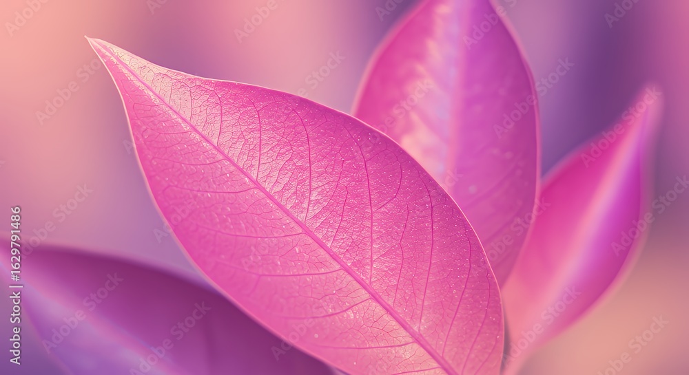 Obraz premium Pink Leaves Close Up Vibrant Soft Natural Light Decorative Botanical