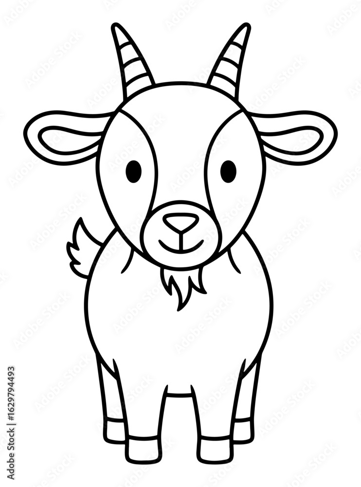Obraz premium Cute Cartoon Goat Outline Illustration