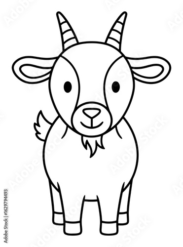 Cute Cartoon Goat Outline Illustration