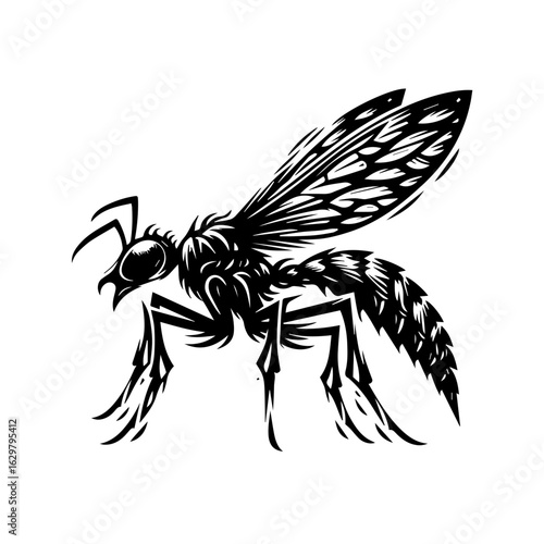 Wasp illustration isolated on white background