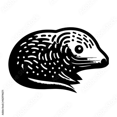Black and white illustration of a mole isolated on white background