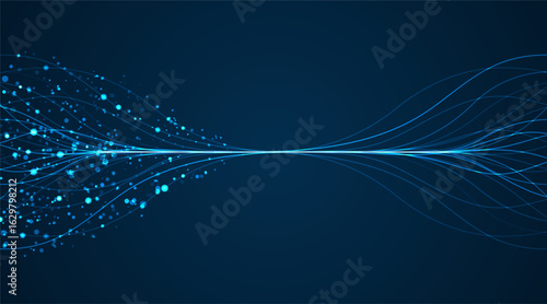  Ai technology. Concept of artificial intelligence. Blue and dots lines. Digital, communication, science, networks