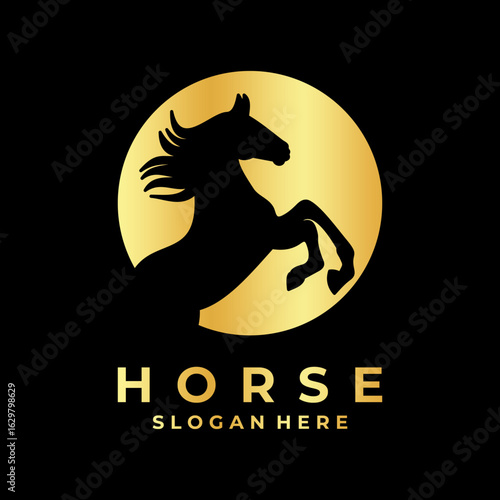 Horse Jump logo design icon vector. Horse elegant logo design icon vector template