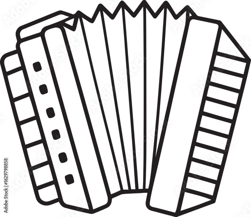 Piano Accordion outline vector illustration, line art
