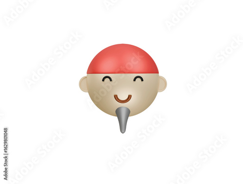 Chinese old man icon 3d illustration render
