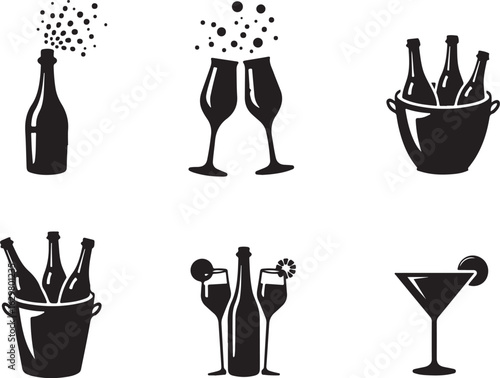 Celebratory drinks: champagne, cocktails, and chilled bottles