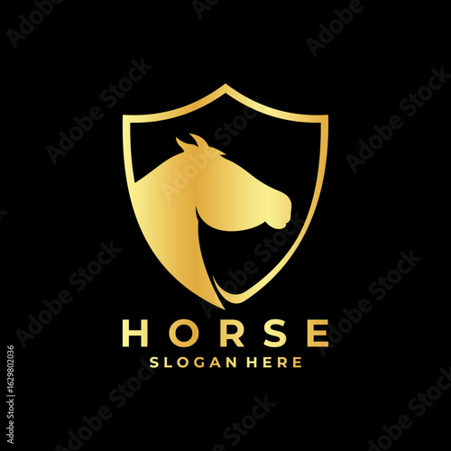 Horse Shield logo design icon vector. Horse Protections logo design icon