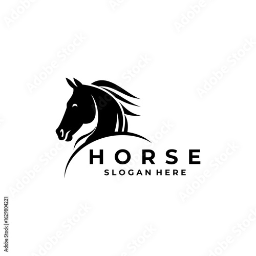Horse company logo design vector template. Horse head elegant logo design icon