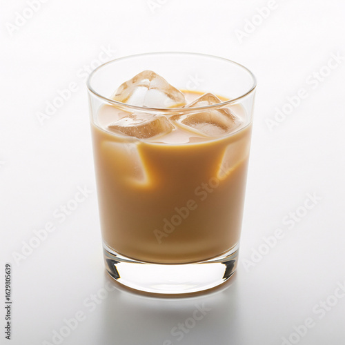 Wallpaper Mural Clear glass filled with a light brown beverage and ice cubes, isolated on white Torontodigital.ca