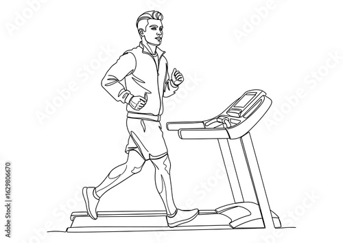 Man running on a treadmill, a classic cardio workout for fitness and health.