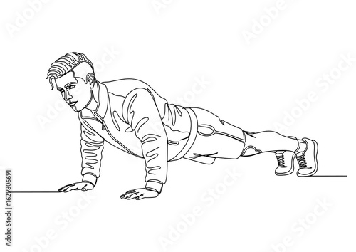 Young man doing a push-up, a common bodyweight exercise for full-body strength.
