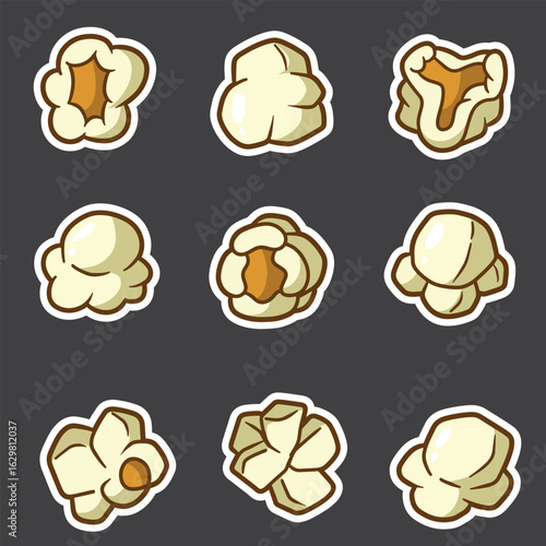 set of popcorn good for sticker, element design, icon, badge, printable, etc