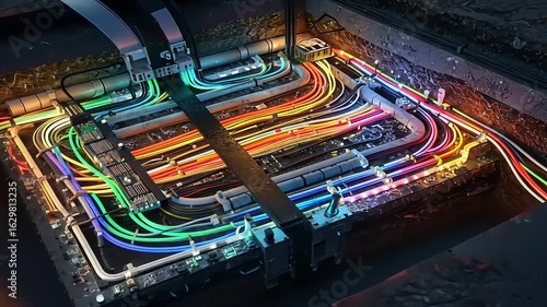Vibrant Underground Cable Network with Colorful Wiring