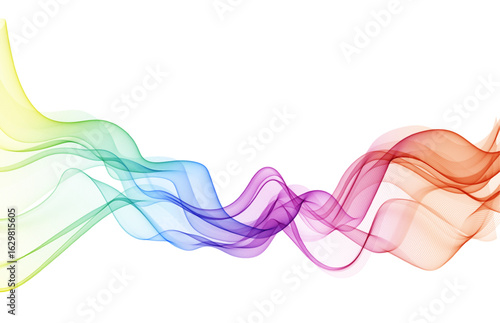 Abstract Background, Transparent Waved Lines. Soft Blue Yellow and Green Pink Smoke Wave BG. Rainbow Spectrum Colorful Gradient Flowing Wavy Lines. Vector illustration.