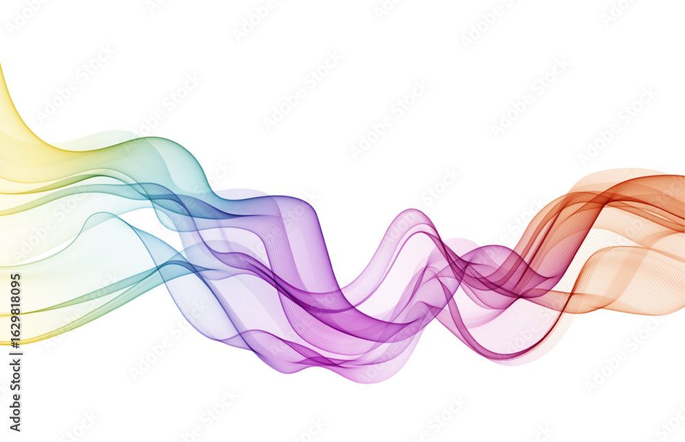 Fototapeta premium Abstract Background, Transparent Waved Lines. Soft Blue Yellow and Green Pink Smoke Wave BG. Rainbow Spectrum Colorful Gradient Flowing Wavy Lines. Vector illustration.