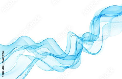 Abstract Background, Transparent Waved Lines. Soft Blue Smoke Wave BG. Colorful Gradient Flowing Wavy Lines. Vector illustration.