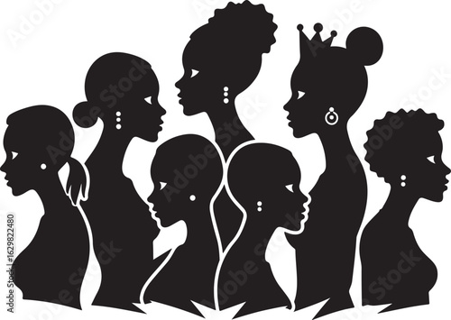 Diverse women's silhouettes celebrate beauty, strength, and unity