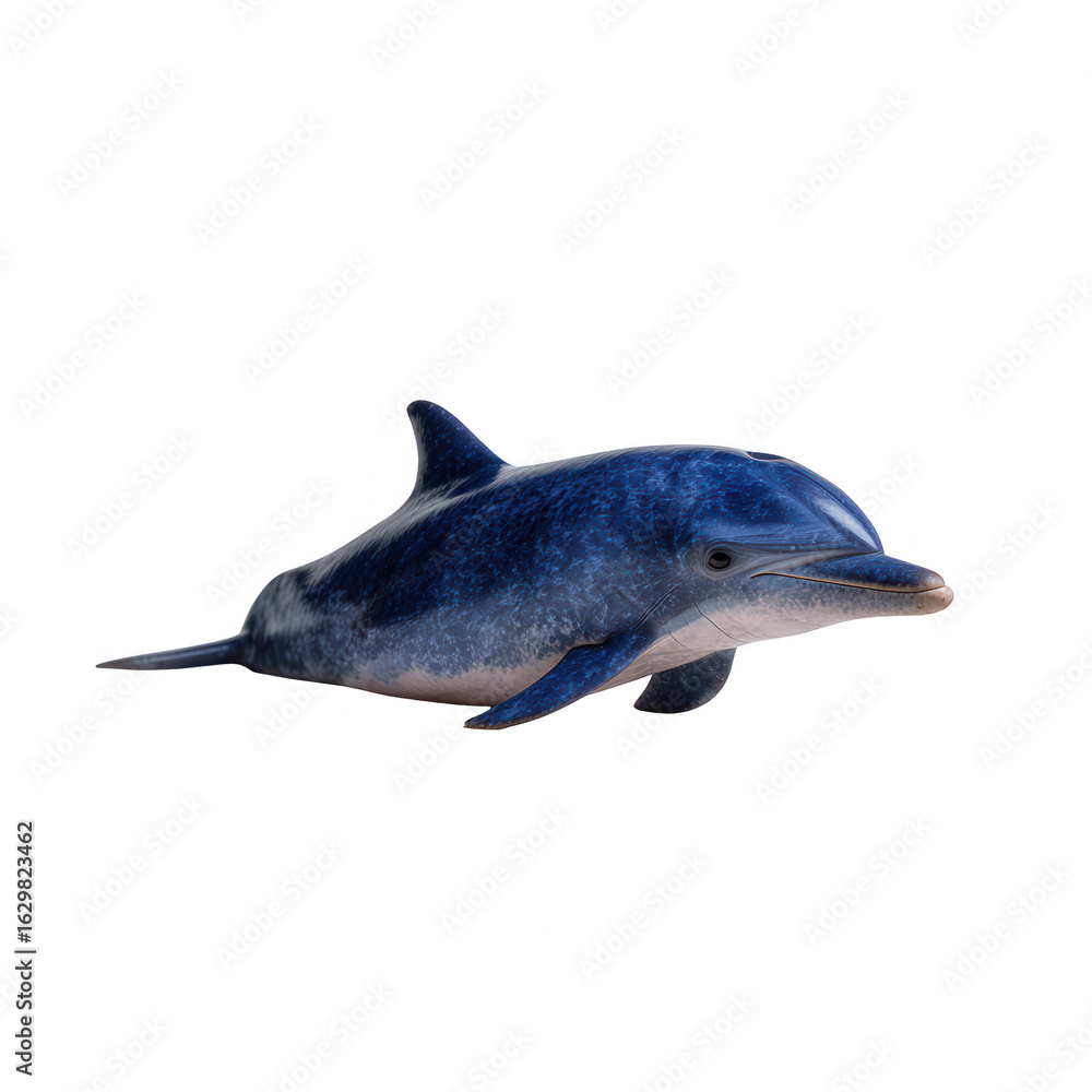 Obraz premium A playful dolphin swimming gracefully in the ocean, showcasing its vibrant blue skin and friendly demeanor. A symbol of intelligence and joy in marine life.