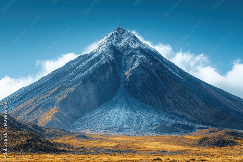Fototapeta premium Ecuadorian volcano under bright blue sky