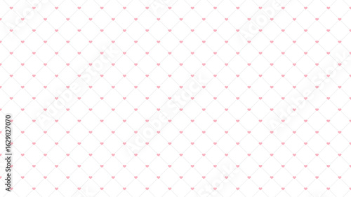 シンプルな途切れ罫線にハートが入った背景パターンイラスト
