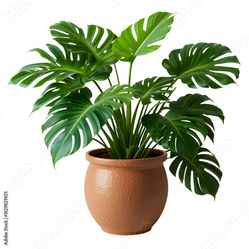 Photorealistic Monstera Plant with Large Split Leaves – Isolated Tropical Houseplant PNG