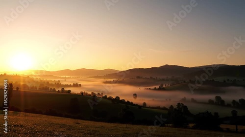Wallpaper Mural Majestic Sunrise Over Rolling Hills In Foggy Valley Landscape Scenery Torontodigital.ca