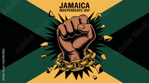 Jamaica Independence Day Fist and Broken Chains Symbol of Freedom