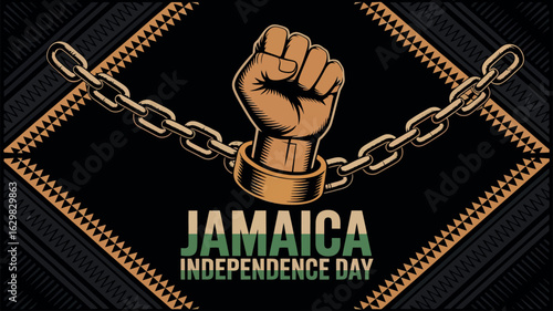 Jamaica Independence Day Fist and Broken Chains Symbol of Freedom