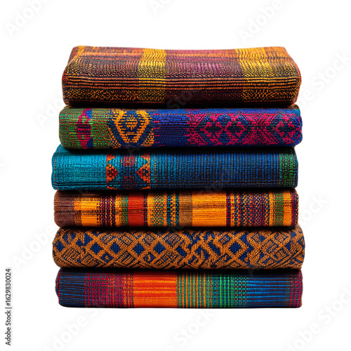Kente Cloth Stack African Textile Woven Pattern on transparent background
