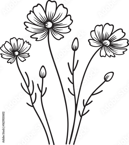 Soft Pellet Wildflower Vector Black Logo Icon with Hand Drawn Aesthetic Soft Pellet Wildflower Vector Black Logo Icon Featuring Organic Petal Flow