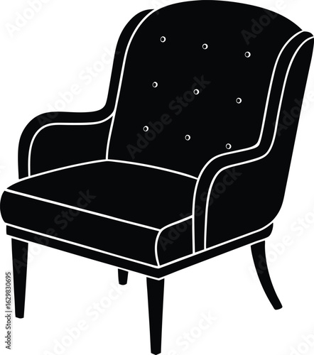 Armrest Chair glyph and line vector illustration