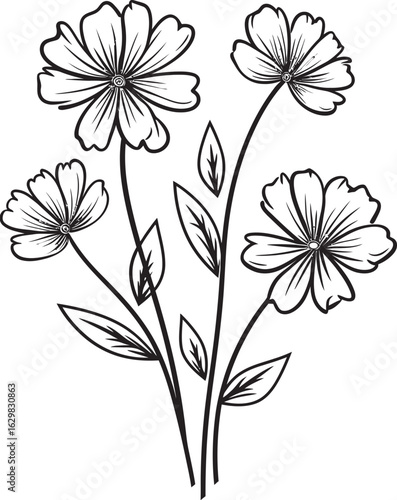 Soft Pellet Wildflower Vector Black Logo Icon with Natural Flowing Strokes Soft Pellet Wildflower Vector Black Logo Icon with Elegant Curvilinear Design