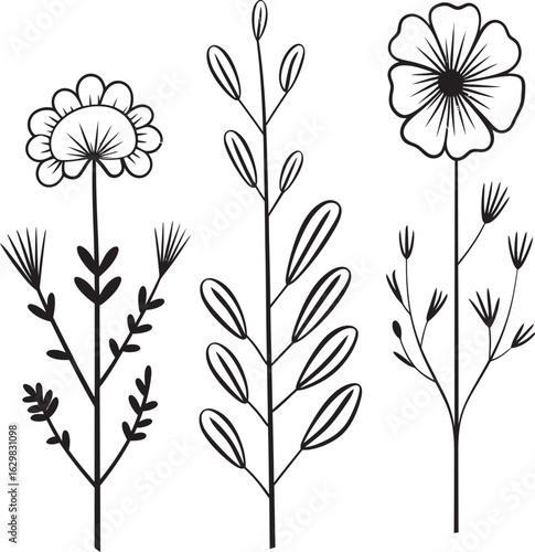 Soft Pellet Wildflower Vector Black Logo Icon with Refined Organic Forms Soft Pellet Wildflower Vector Black Logo Icon with Smooth Floral Flow