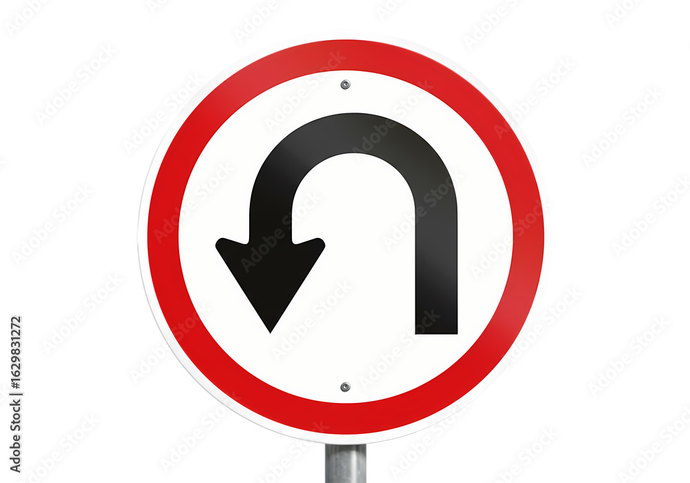 Round Traffic Sign: Mandatory U-Turn Round Traffic Sign: Mandatory U-Turn