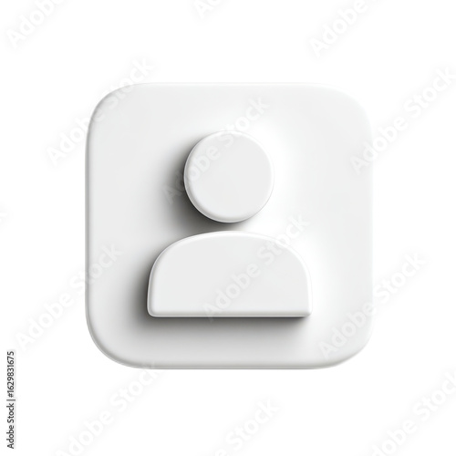 Abstract white user icon on a smooth surface for digital use