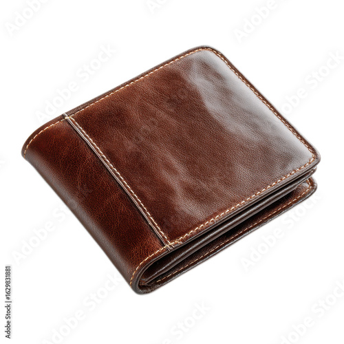Elegant Brown Leather Wallet on White Background for Stylish Lifestyle
