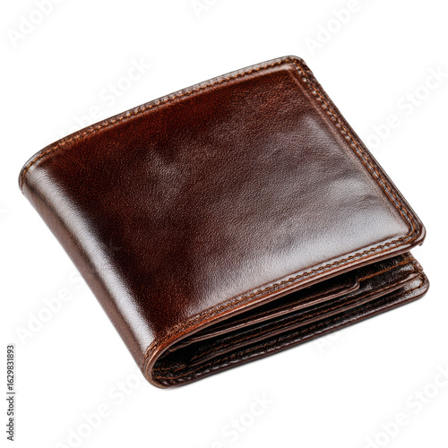 Elegant Brown Leather Wallet on White Background for Fashion Theme