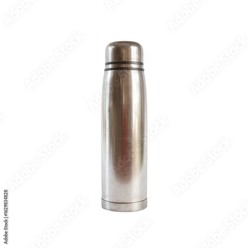 Stainless steel thermos, perfect for keeping beverages hot or cold. Ideal for travel, picnics, or outdoor activities, showcasing durability and modern design.
