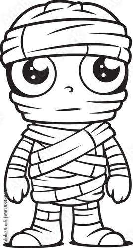 Standing Mummy Wrapped in Bandages Vector Black Icon Design Black Vector Icon of Standing Mummy Fully Wrapped in Cloth