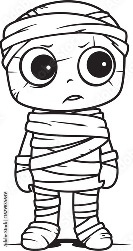 Black Vector Icon of Standing Mummy Fully Wrapped in Cloth Standing Mummy Silhouette Wrapped in Bandages Vector Black Logo