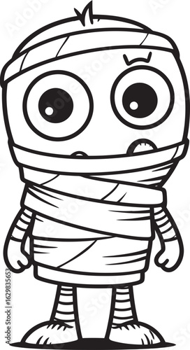 Standing Mummy Wrapped in Layered Bandages Vector Black Icon Vector Logo Black Design of Standing Mummy Covered in Bandages